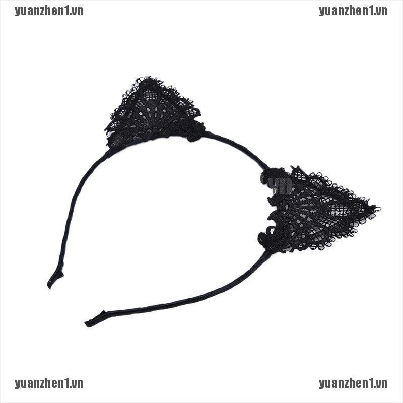 Cài Tóc Tai Mèo Phối Ren Dễ Thương Cho Nữ [YUANZHEN1]