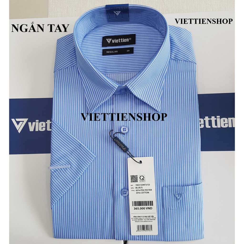 (3725 SS) ÁO SƠ MI VIỆT TIẾN NGẮN TAY KẺ SỌC