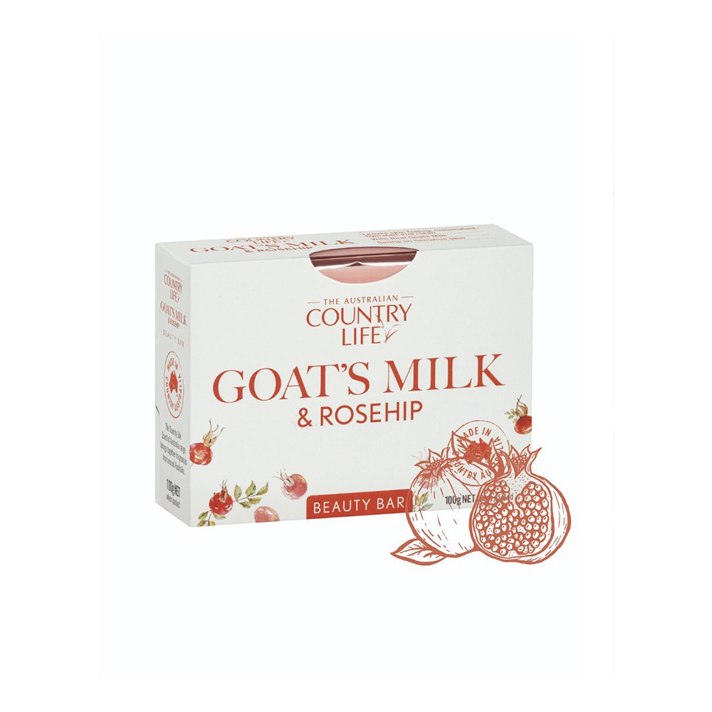 Xà bông cục Country Life Goat's Milk Úc 100g, chiết xuất kết hợp sữa dê và mật ong, oải hương, tầm xuân, đu đủ, trà xanh