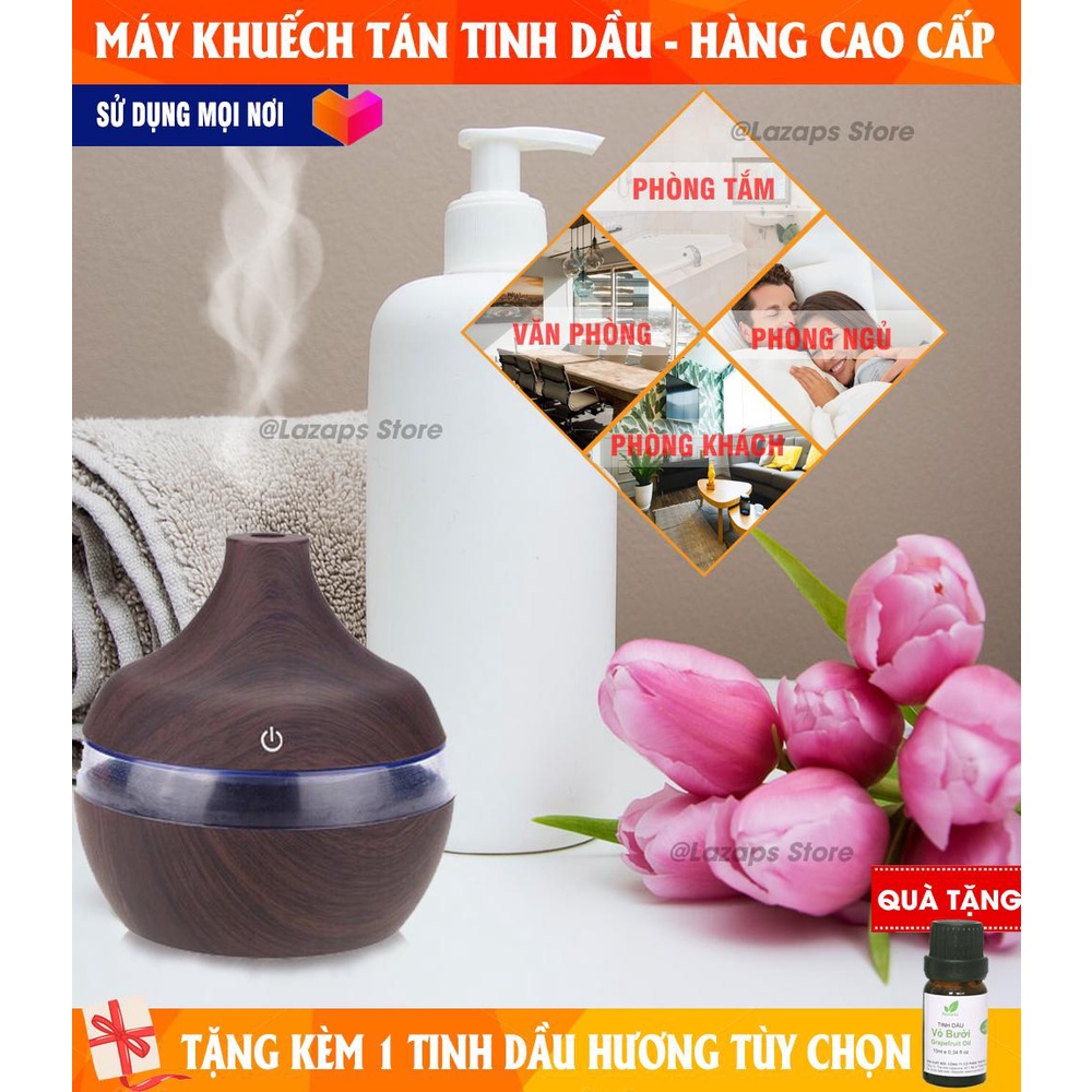 Máy khuếch tán tinh dầu tạo độ ẩm không khí bằng sóng siêu âm có đèn LED(tặng kèm tinh dầu Chọn loại inbox SHop))