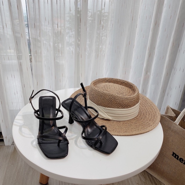Sandal xỏ ngón dây mảnh hh gót nhọn 6p đế xịn Mys Rosa Factory CG-0598