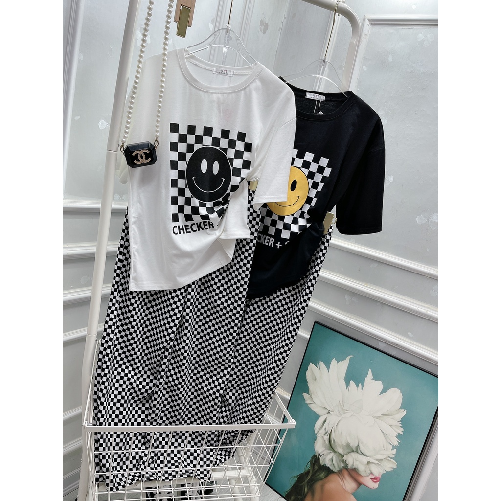 Set phông kẻ caro hình mặt cười - Hàng có sẵn - Xưởng may Lộc Vân - V27