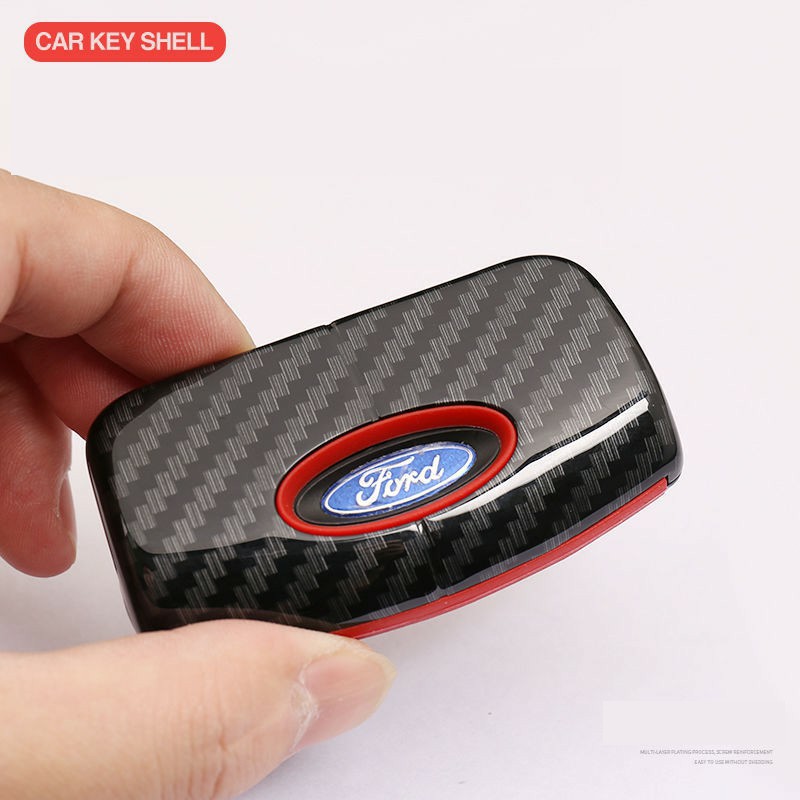 Móc Khóa Kim Loại Sợi Carbon Hình Logo Xe Hơi Ford