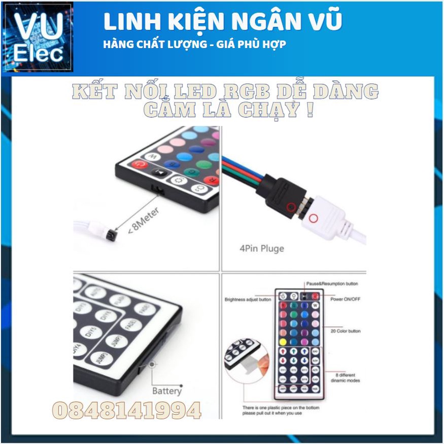 Bộ điều khiển led RGB full COLOR 10m ( 1 jack) hồng ngoại RGB DC12V 6A 44 phím ( 44 keys) đèn LED 5050RGB 3528RGB