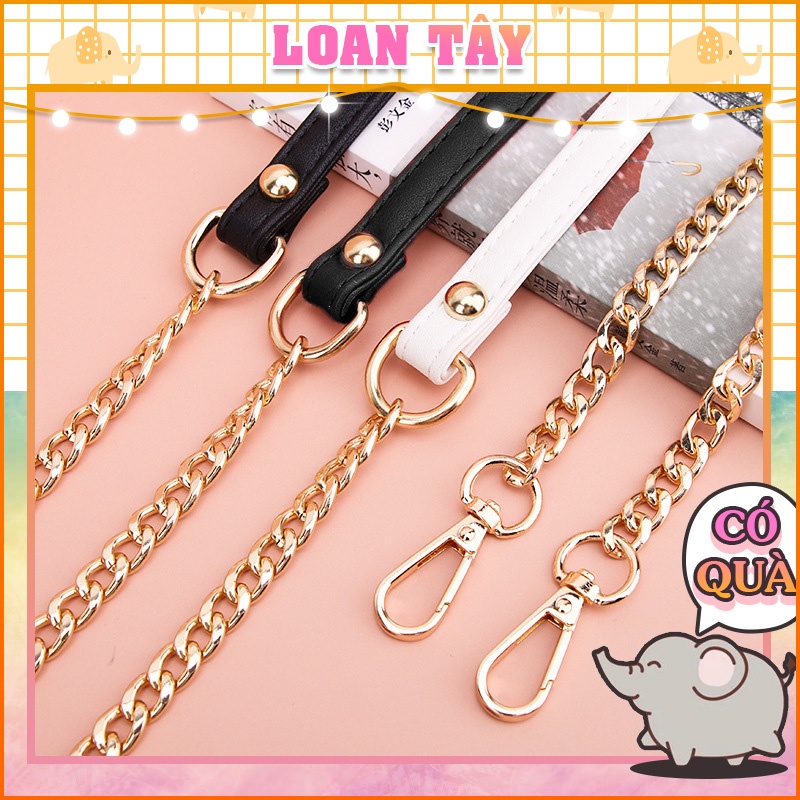 Dây Đeo Túi Xách Xích Phối Quai Da Đen 13mm L1445 - LoanTay
