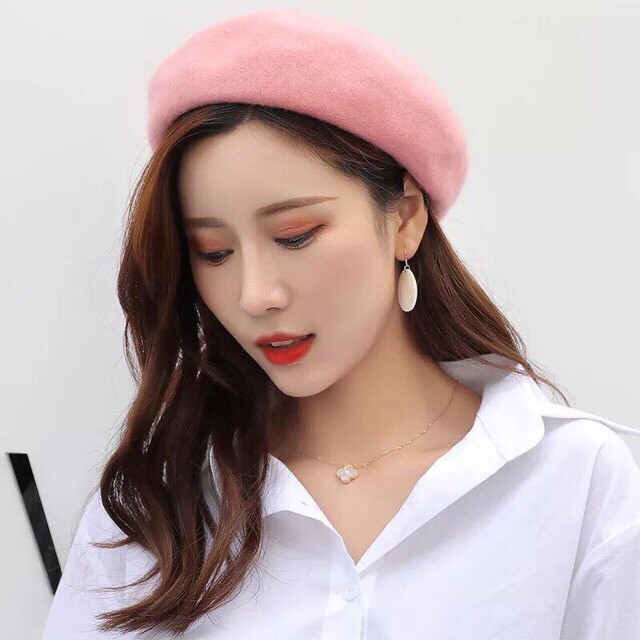 💙 Mũ nồi nữ, mũ beret dạ túi zip loại 1 có dây điều chỉnh phong cách Hàn Quốc