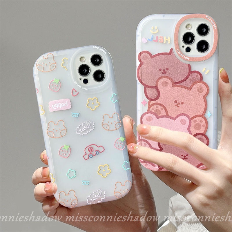MissConnie Ốp Điện Thoại TPU Mềm Hình Gấu/Thỏ/Hoa/Quả Dâu Bảo Vệ Camera Cho iPhone 7 8 Plus XR X XS Max 11 12 13 Pro Max SE 2020