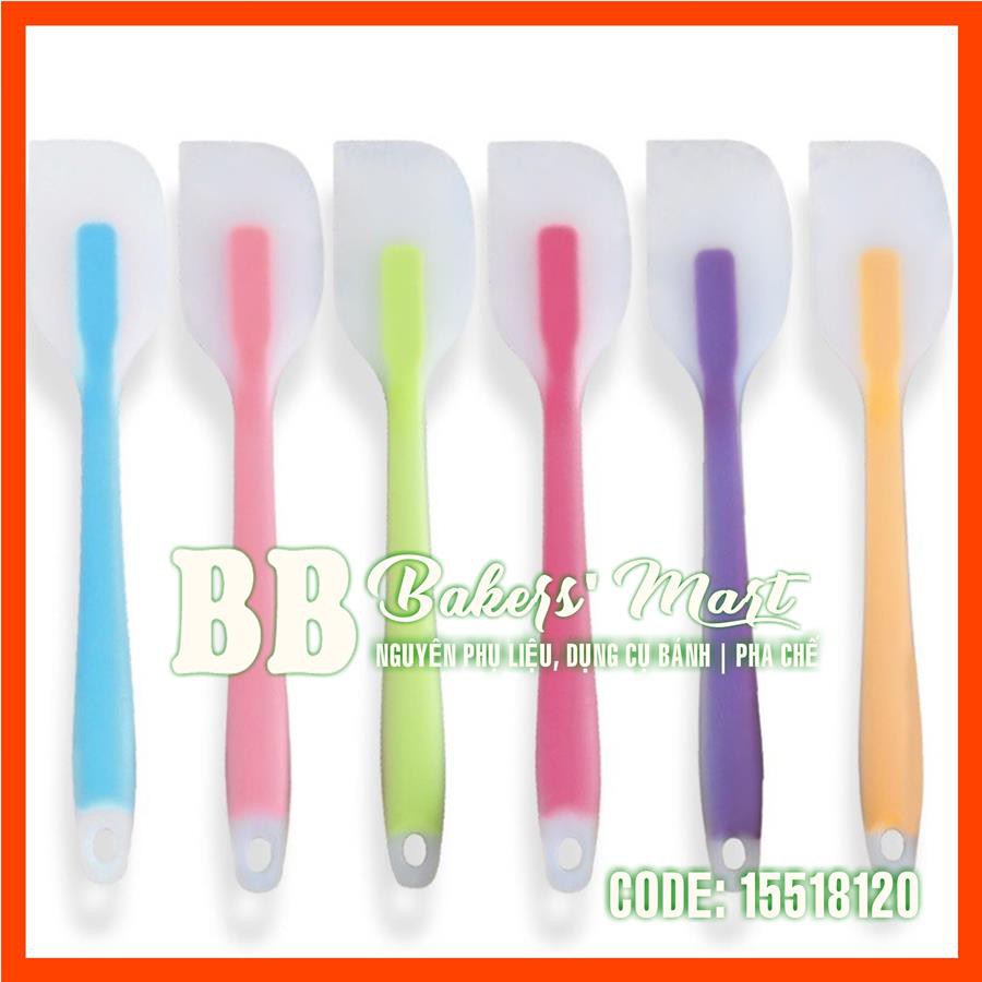 LÕI MÀU NHỎ 20.5cm - CÂY PHỚI VÉT Spatula dẹt trộn bột silicone đúc liền  (GIAO MÀU SẮC NGẪU NHIÊN)