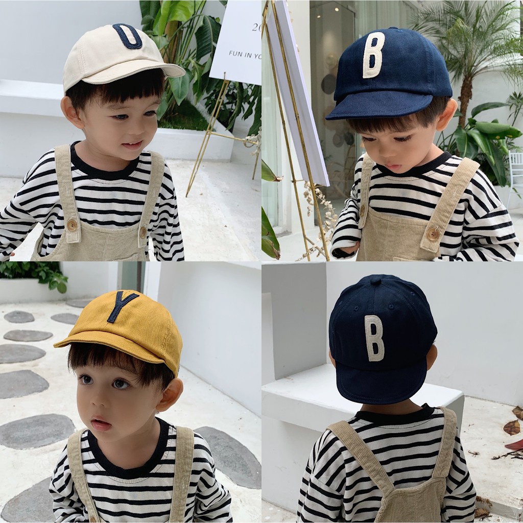 Mũ cho bé chất vải xin thêu chữ  phong cách hàn quốc cho bé trai bé gái  1 đến 6 tuổi