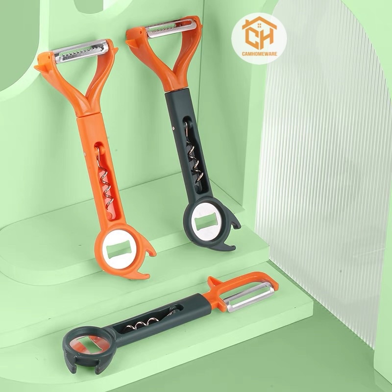 Dụng Cụ Khui Rượu Vang, Khui Đồ Hộp, Mở Nắp Bia Tiện Lợi, Nạo Vỏ Trái Cây Cao Cấp, Nạo Rau Củ Đa Năng 6 In 1