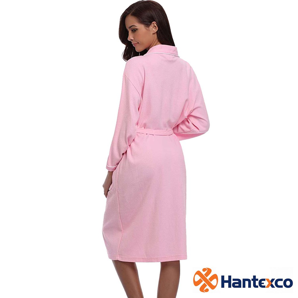 Áo Choàng Tắm Tổ Ong Hantexco Màu Hồng (100% cotton, mền mịn, thấm hút tốt)