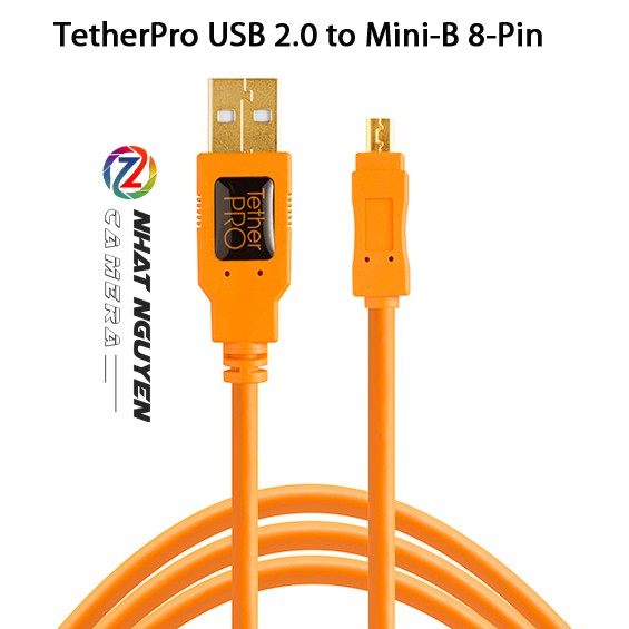 Dây Tether Tools - TetherPro USB 2.0 to Mini B 8 Pin, Dài 4.6m Màu Cam