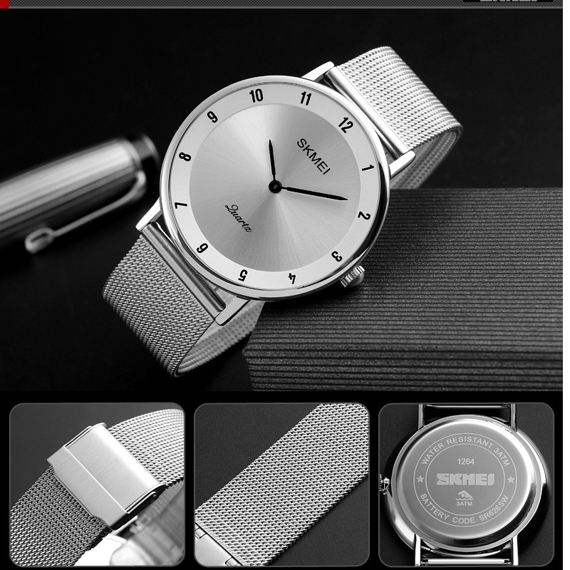 Đồng Hồ Quartz Siêu Mỏng Chất Liệu Thép Không Gỉ Skmei