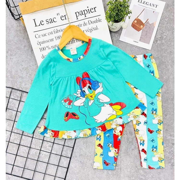 Bộ tay dài quần dài Thun Borip xuất Loại 1 bé gái size đại 23-45kg Quần áo trẻ Em Pikakid's