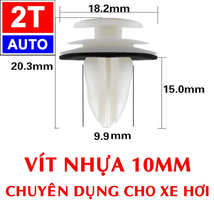 Bộ 10 đinh tán, chốt vít nở vit Nhựa 10mm Loại chuyên dùng cho xe hơi ô tô:   SKU:605