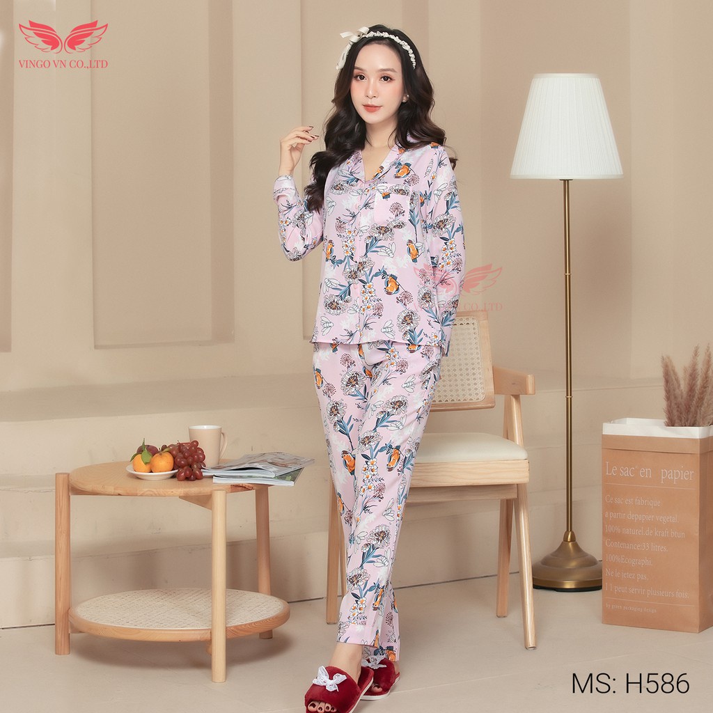 Bộ Đồ Pyjama Mặc Nhà Nữ VINGO Cát Hàn Không Nhăn Mùa Thu Đông Tay Dài Quần Dài Họa Tiết Nhiều Màu H586 VNGO - TDQD | WebRaoVat - webraovat.net.vn