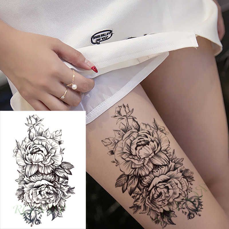 Hình xăm nghệ thuật hoa mẫu đơn cao cấp th395 size 15×21cm. Boss tatoo- xăm dán tạm thời