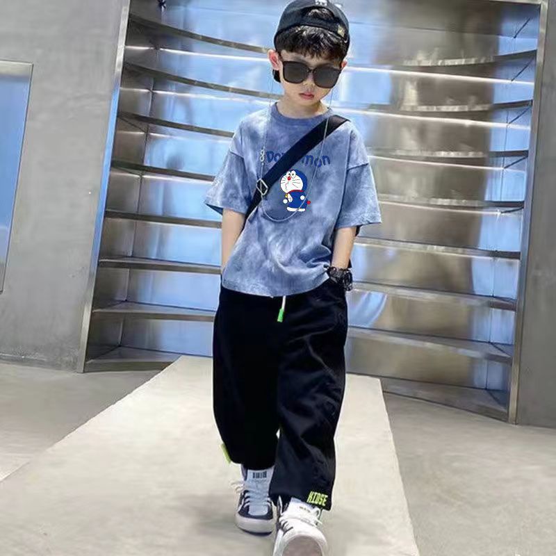 Áo Thun Tay Ngắn Nhuộm Màu Họa Tiết doraemon Thời Trang Mùa Hè 2022 Cho Bé Trai