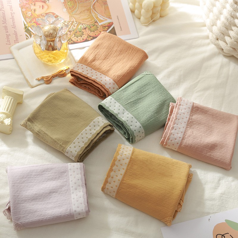 Quần lót nữ cottton không đường may kháng khuẩn viền ren xinh 05