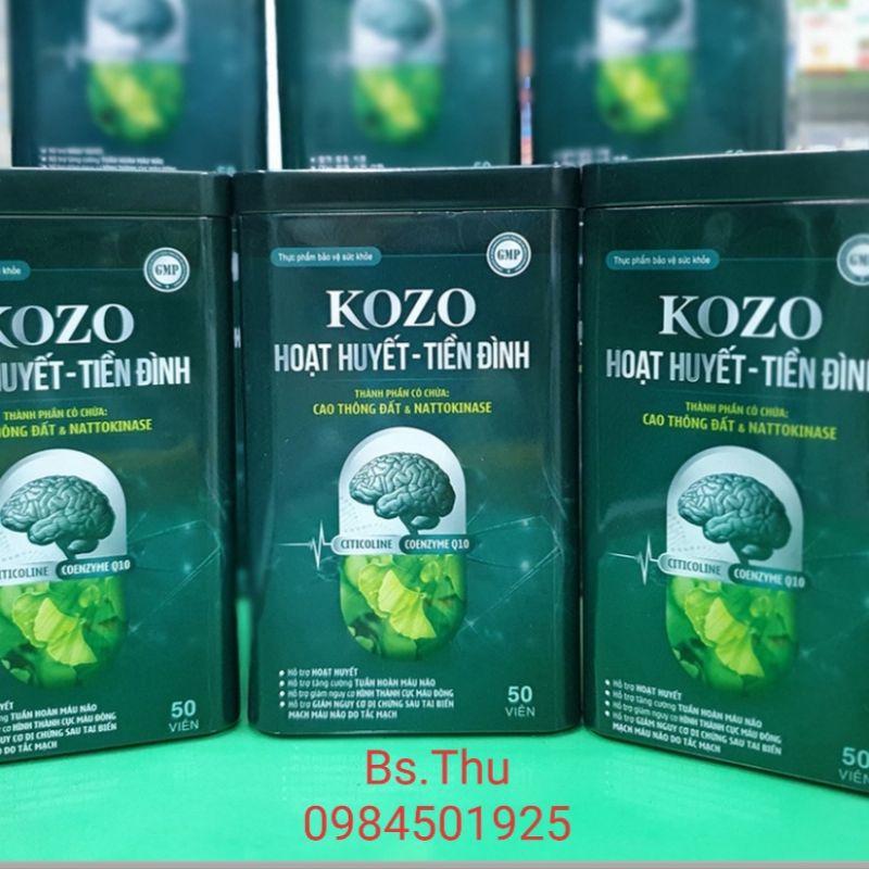 KOZO Hoạt huyết tiền đình hỗ trợ hoạt huyết, tăng cường tuần hoàn máu não, hộp sắt 50 viên