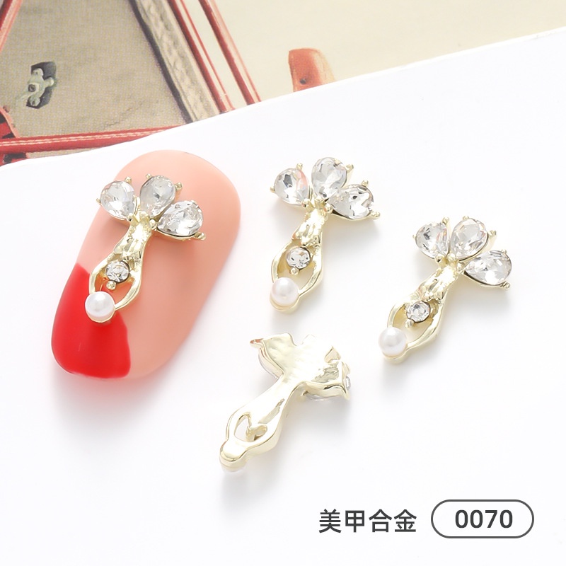 Phụ Kiện Trang Trí Móng Tay Hình Ong Bằng Hợp Kim Kim Loại Đính Đá Nhật Bản Mới