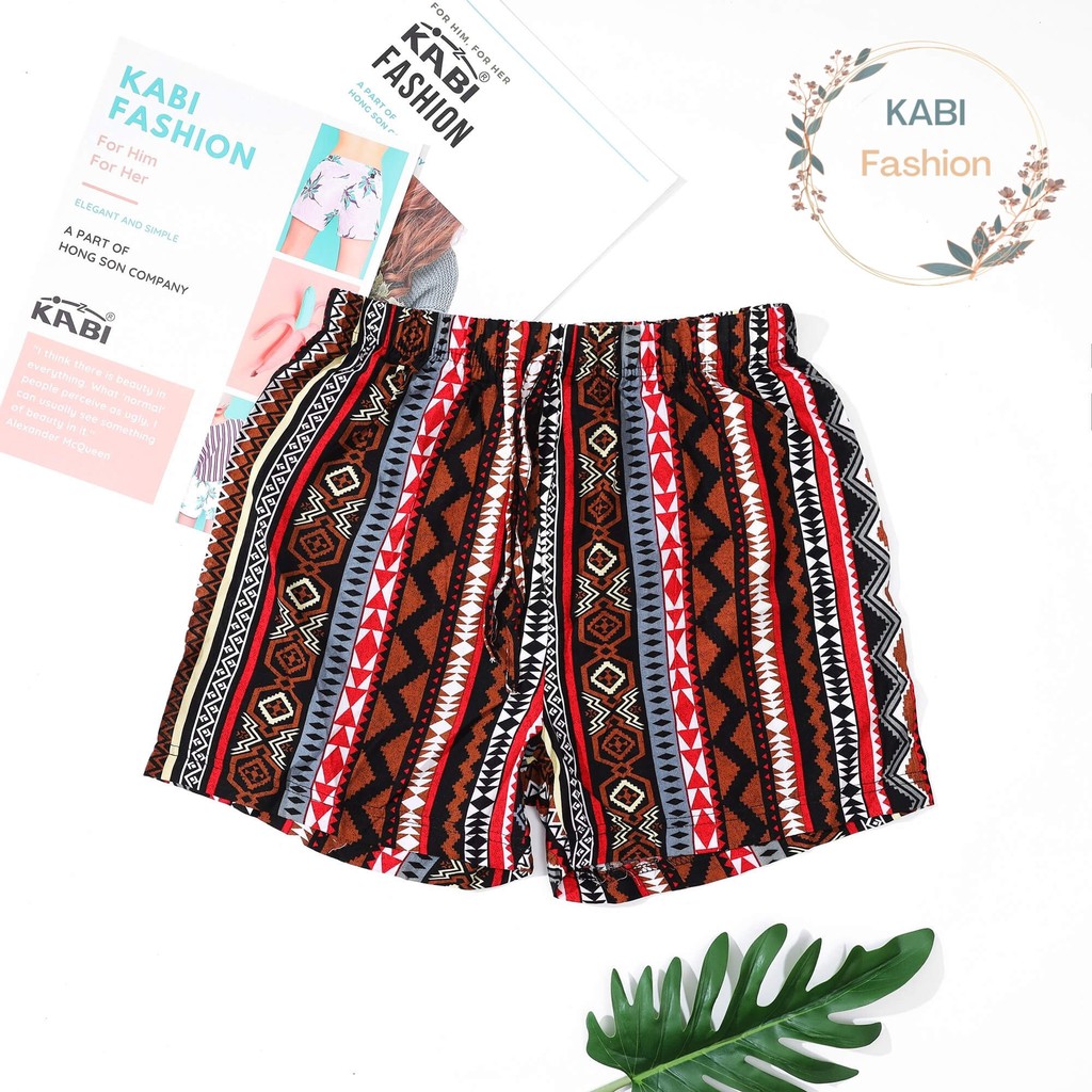 Quần đùi nữ KABI quần short vải tole quần ngắn mặc nhà mặc ngủ hoa văn alibaba thoáng mát dễ thương nhiều màu
