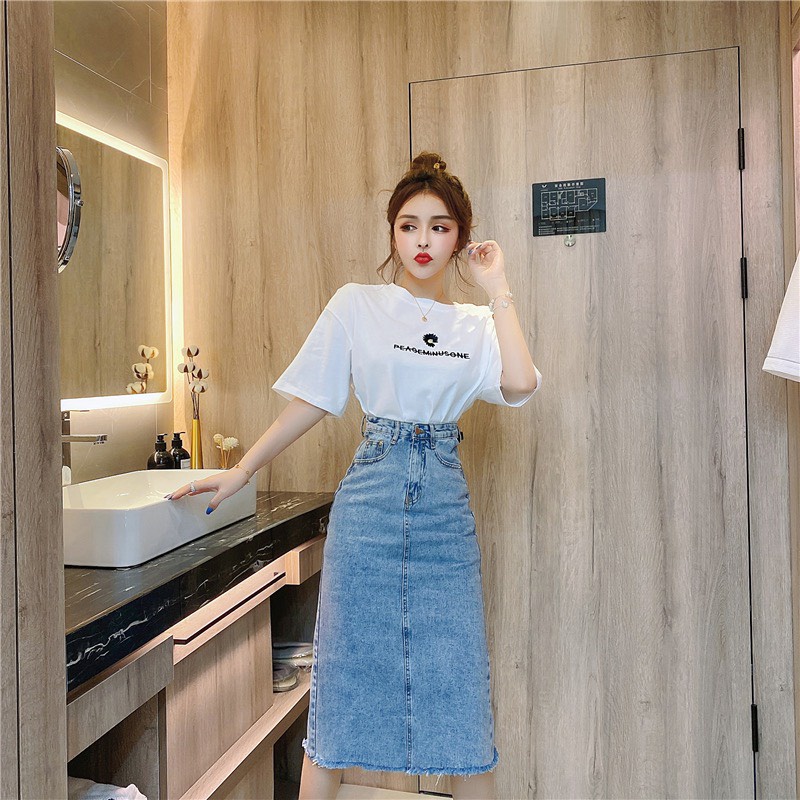 CHÂN VÁY JEAN BÚT CHÌ BIG SIZE DÀI QUA GỐI 3170