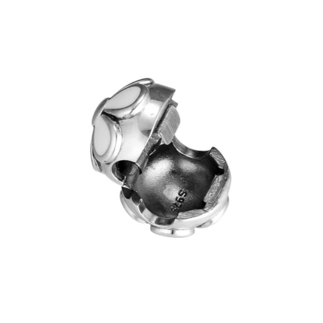 Charm clip bạc hình hoa daisy trắng vừa tất cả các vòng tay Hình chụp thật .