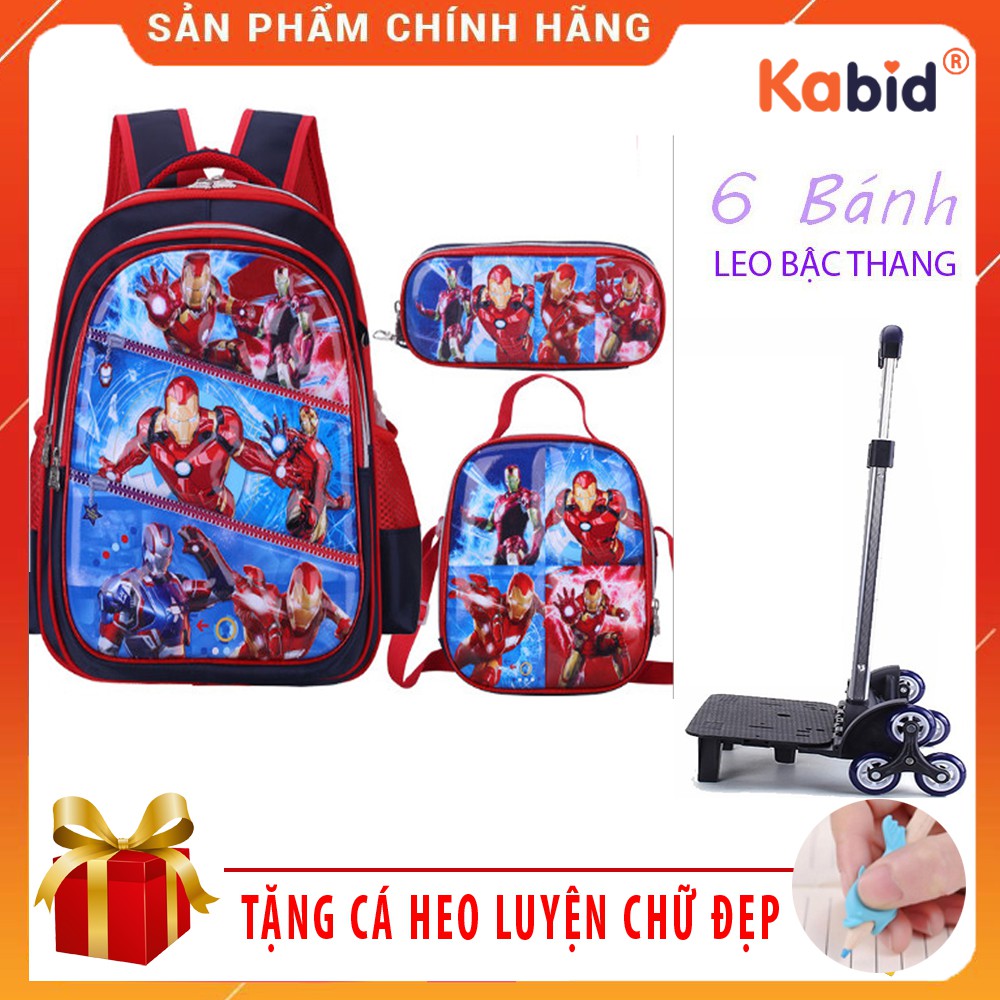 [Set 3 món ] Balo kéo 6 bánh xe cho bé trai có 03 món Balo kéo + Túi đeo vai + Túi bút cho học sinh tiểu học