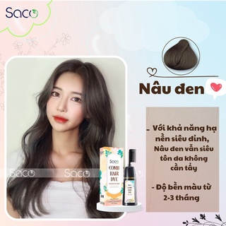 Lược nhuộm tóc thần thánh Saco Màu Nâu Đen Chai 400ml