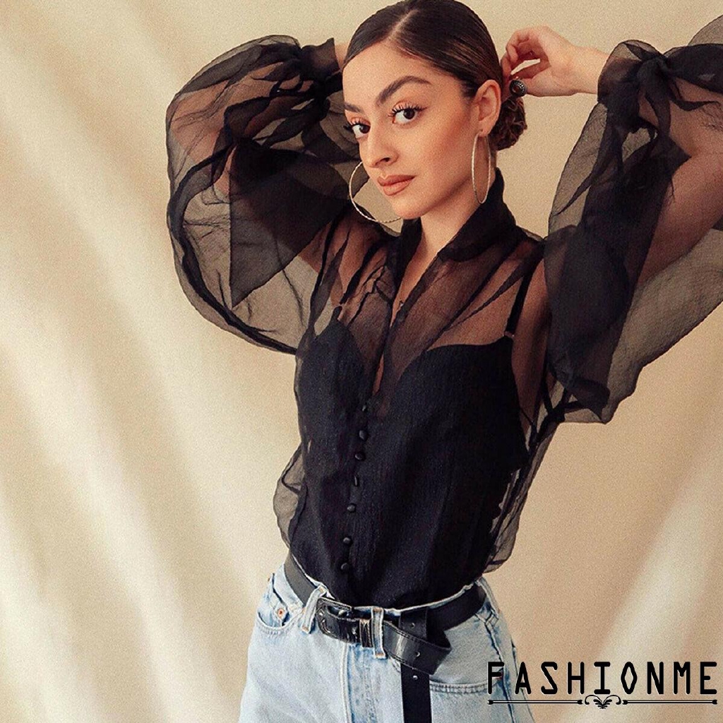 Áo vải lưới xuyên thấu tay dài dành cho bạn nữ | BigBuy360 - bigbuy360.vn