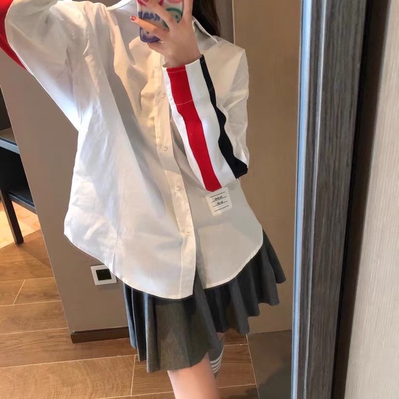 Áo sơ mi Thom Browne nữ kẻ lưng cao cấp