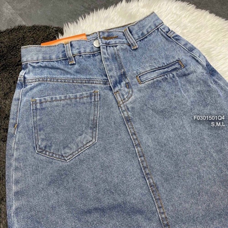 Về sll  🌺 Chân váy jean có túi xẻ tà trước dáng dài lưng cao! HÀNG VNXK