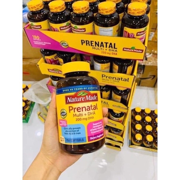 BỔ BẦU MỸ PRENATAL MULTI DHA 150v DATE 2024 MẪU MỚI NHẤT