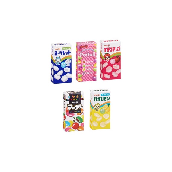 Set 5 hộp kẹo sữa chua hoa quả MEIJI Nhật Bản 63g - Kẹo trái cây bổ sung lợi khuẩn, ít đường 5 vị siêu ngon