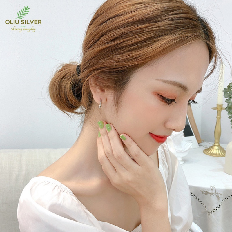 Bông Tai Bạc S925 Giọt Nước Dạng Móc Không Đính Chốt Thanh Lịch | Khuyên Tai Nữ Trang Sức Bạc Thời Trang