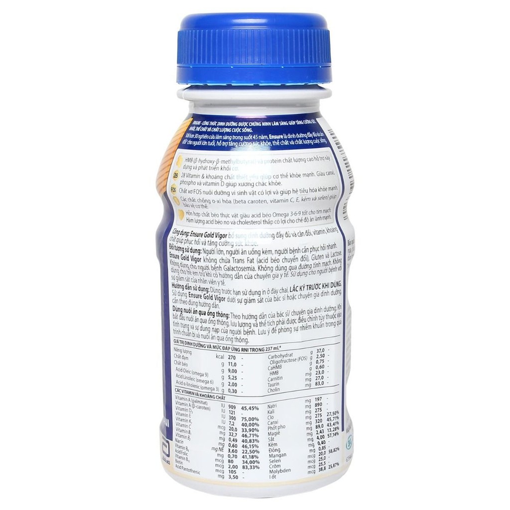 SỮA NƯỚC ENSURE GOLD VIGOR VANI 6 x 237ML