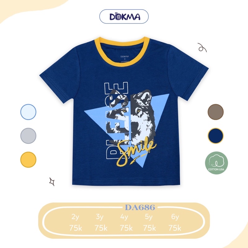 Áo cộc tay cổ tròn sợi tre bé trai Dokma 2-6y