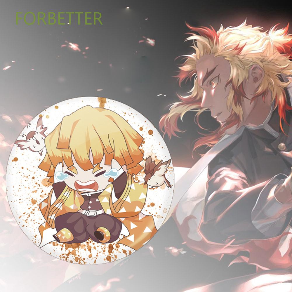 FORBETTER Simple Anime Brooch Man Cosplay Prop Demon Slayer Badge Women Kimetsu No Yaiba Cool Round Tanjirou Kamado Japanese Anime Collar Pin