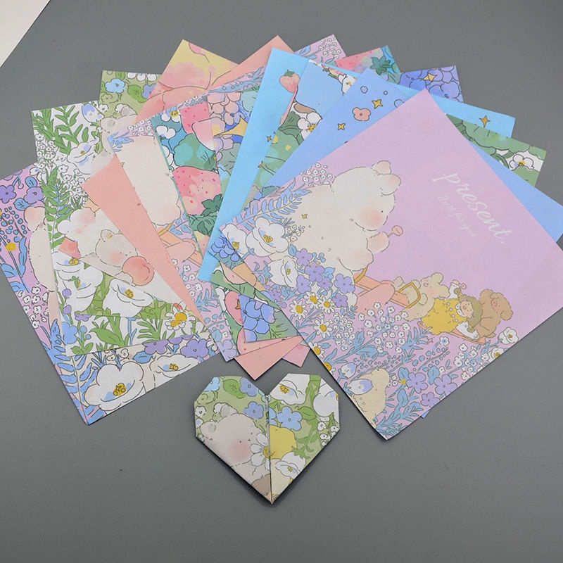Giấy Xếp origami Hình Hoa / Trái Tim Hoạt Hình Nhiều Màu Sắc diy