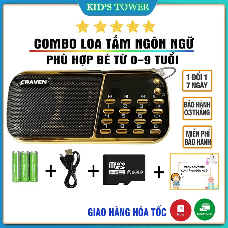 Loa Tắm Ngôn Ngữ Cho Bé, Loa Đài Craven CR 853/836S Nghe Thẻ Nhớ, USB, FM