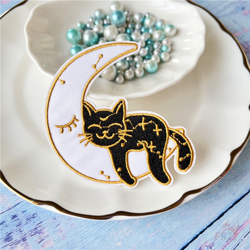 ☸ Miếng Dán Ủi Hình Mặt Trăng Và Mặt Trời ☸ 1 Sticker Ủi Thêu Hình Huy Hiệu Phong Cách Retro