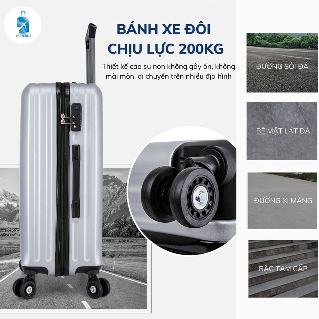 Vali du lịch MEVALI 001 vali kéo size 20 inchs + 24 inchs nhựa ABS chắc chắn bảo hành 5 năm