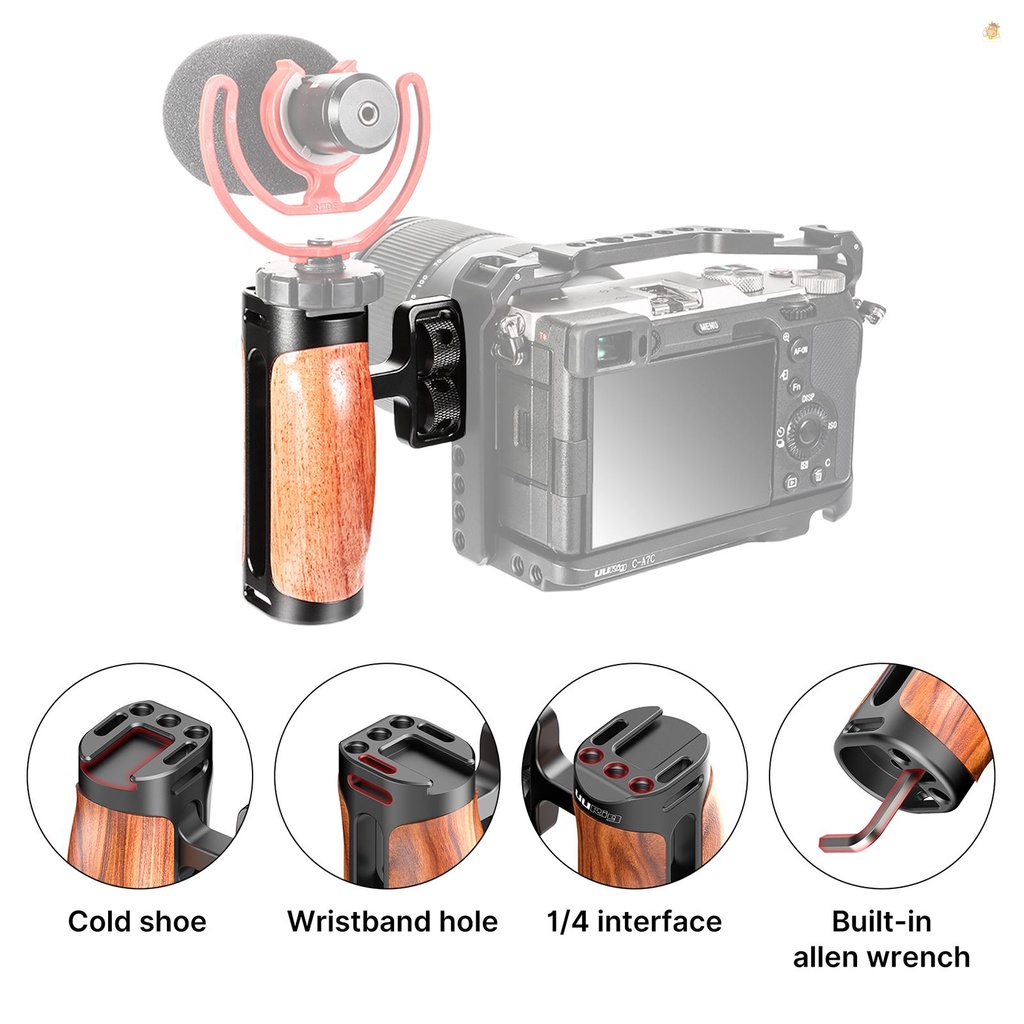 Tay Cầm Khung Máy Ảnh Bằng Gỗ Có Lỗ Gắn Dây Đeo Vai 1 / 4