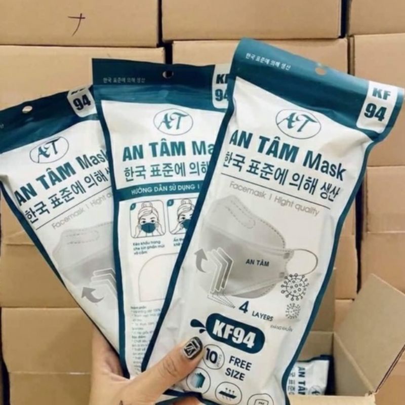 Gói 10 cái khẩu trang 4D KF94 An Tâm Mask / 1 Cái khẩu trang y tế 3 lớp Meriday Bông Bạch Tuyết | BigBuy360 - bigbuy360.vn