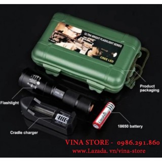 [xã hàng KM] Đèn Pin Sáng Siêu Cấp XL6 Hợp Kim Chống Nước Pin Có Thể Sạc Lại (Loại có ron chống nước)