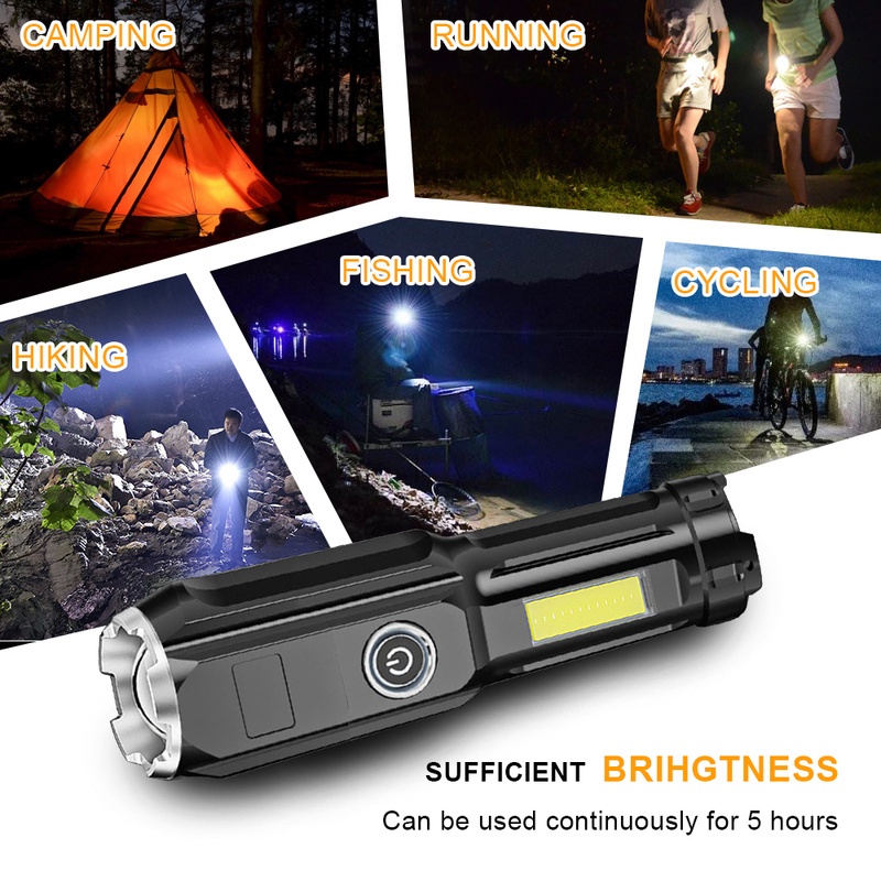 Đèn Pin Led 4 Chế Độ Sáng Có Thể Sạc Lại Bằng Cổng USB Tiện Dụng