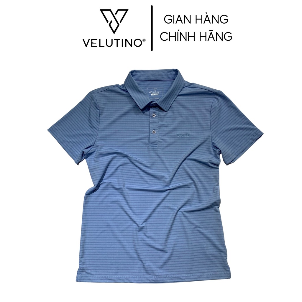 Áo polo nam Velutino ngắn tay cổ bẻ kẻ ngang cotton mềm mại