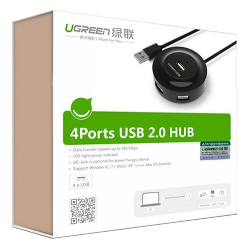 Bộ Chia USB 4 Cổng UGREEN 20277- Hub USB 2.0 - Hàng Chính Hãng
