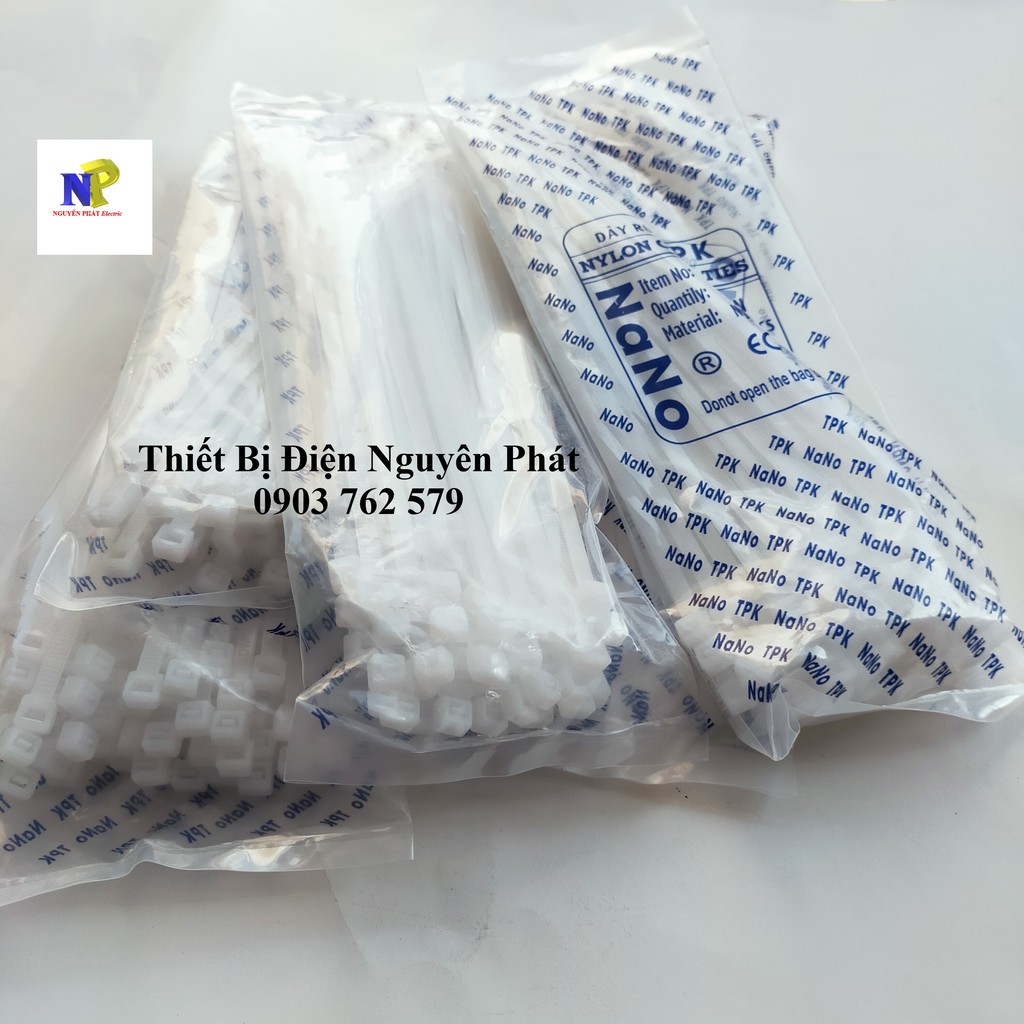 Dây Rút Nhựa 2 Tấc 20cm  Màu Trắng/Đen - Giá Bán 1 Bịch